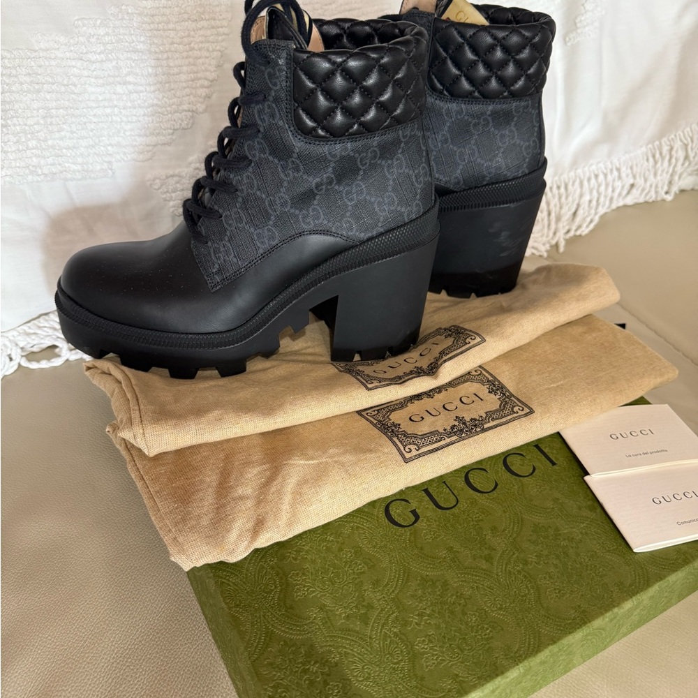 Gucci Black Lace-Up Women's Boots